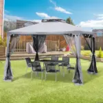 10' x 10' Gazebo Outdoor Canopy with Soft Top, Double Roof and Netting Walls, Steel Frame for Garden, Lawn, Backyard and Deck, Gray - Image 10