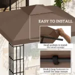 Outsunny 10' x 10' Gazebo Replacement Canopy 2 Tier Top UV Cover Pavilion Garden Patio Outdoor Coffee (TOP ONLY) - Image 5