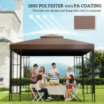 Outsunny 10' x 10' Gazebo Replacement Canopy 2 Tier Top UV Cover Pavilion Garden Patio Outdoor Coffee (TOP ONLY) - Image 6