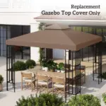 Outsunny 10' x 10' Gazebo Replacement Canopy 2 Tier Top UV Cover Pavilion Garden Patio Outdoor Coffee (TOP ONLY) - Image 7