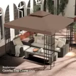 Outsunny 10' x 10' Gazebo Replacement Canopy 2 Tier Top UV Cover Pavilion Garden Patio Outdoor Coffee (TOP ONLY) - Image 10