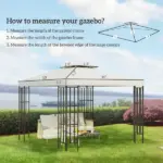 Outsunny 10' x 10' Gazebo Replacement Canopy 2 Tier Top UV Cover Pavilion Garden Patio Outdoor Cream White (TOP ONLY) - Image 3