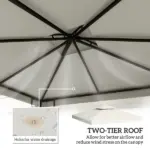 Outsunny 10' x 10' Gazebo Replacement Canopy 2 Tier Top UV Cover Pavilion Garden Patio Outdoor Cream White (TOP ONLY) - Image 4