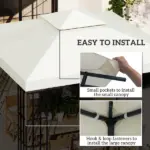 Outsunny 10' x 10' Gazebo Replacement Canopy 2 Tier Top UV Cover Pavilion Garden Patio Outdoor Cream White (TOP ONLY) - Image 5