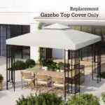 Outsunny 10' x 10' Gazebo Replacement Canopy 2 Tier Top UV Cover Pavilion Garden Patio Outdoor Cream White (TOP ONLY) - Image 7