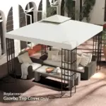 Outsunny 10' x 10' Gazebo Replacement Canopy 2 Tier Top UV Cover Pavilion Garden Patio Outdoor Cream White (TOP ONLY) - Image 10