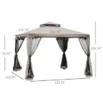 Outsunny 10' x 10' Gazebo Tent, Canopy with Mosquito Netting SideWalls, 2-Tier Vented Roof, Fabric for Garden, Lawn, Backyard, Taupe - Image 3