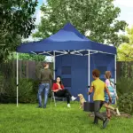 Outsunny 10' x 10' Heavy Duty Pop Up Canopy Tent with Sidewall, UPF50+ Instant Sun Shelter with Storage Pockets, Dark Blue - Image 2