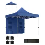 Outsunny 10' x 10' Heavy Duty Pop Up Canopy Tent with Sidewall, UPF50+ Instant Sun Shelter with Storage Pockets, Dark Blue - Image 12
