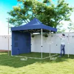 Outsunny 10' x 10' Heavy Duty Pop Up Canopy Tent with Sidewall, UPF50+ Instant Sun Shelter with Storage Pockets, Dark Blue - Image 3