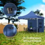 Outsunny 10' x 10' Heavy Duty Pop Up Canopy Tent with Sidewall, UPF50+ Instant Sun Shelter with Storage Pockets, Dark Blue - Image 6