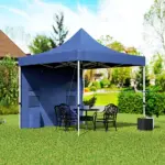 Outsunny 10' x 10' Heavy Duty Pop Up Canopy Tent with Sidewall, UPF50+ Instant Sun Shelter with Storage Pockets, Dark Blue - Image 10
