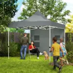 Outsunny 10 ft x 10 ft Heavy Duty Pop Up Canopy Tent with Sidewall, UPF50+ Instant Sun Shelter with Storage Pockets, Gray - Image 2