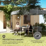 Outsunny 10 ft x 10 ft Heavy Duty Pop Up Canopy Tent with Sidewall, UPF50+ Instant Sun Shelter with Storage Pockets, Gray - Image 5