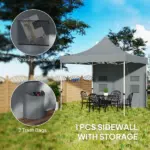 Outsunny 10 ft x 10 ft Heavy Duty Pop Up Canopy Tent with Sidewall, UPF50+ Instant Sun Shelter with Storage Pockets, Gray - Image 6