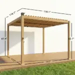 Outsunny 10 ft x 10 ft Louvered Pergola with Solar LED lights, Metal Roof, Outdoor Pergola Patio Gazebo with Drainage Gutters, Brown - Image 3