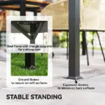 10' x 10' Outdoor Patio Gazebo, Soft Top Gazebo Canopy Shelter with Curtains, Netting, Steel Frame, Hook, Dark Gray - Image 7