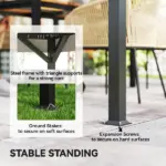 10' x 10' Outdoor Patio Gazebo, Soft Top Gazebo Canopy Shelter with Curtains, Netting, Steel Frame, Hook, Khaki - Image 7
