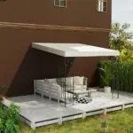 10' x 10' Outdoor Pergola Canopy, Metal Patio Canopy with Drainage Holes for Backyard, Garden, Cream White - Image 9