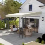 10' x 10' Outdoor Pergola Canopy, Metal Patio Canopy with Drainage Holes for Backyard, Garden, Cream White - Image 10