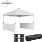 10' x 10' Pop Up Canopy Tent with 2 Half Sidewalls, UV50+ Instant Sun Shelter with Wheeled Carry Bag, White - Image 11