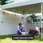 10' x 10' Pop Up Canopy Tent with 2 Half Sidewalls, UV50+ Instant Sun Shelter with Wheeled Carry Bag, White - Image 9