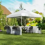 10' x 10' Pop Up Canopy Tent with 2 Half Sidewalls, UV50+ Instant Sun Shelter with Wheeled Carry Bag, White - Image 10