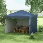 Outsunny 10' x 10' Pop Up Canopy with Sidewalls, Weight Bags and Carry Bag, Height Adjustable Tent for Parties, Navy - Image 2