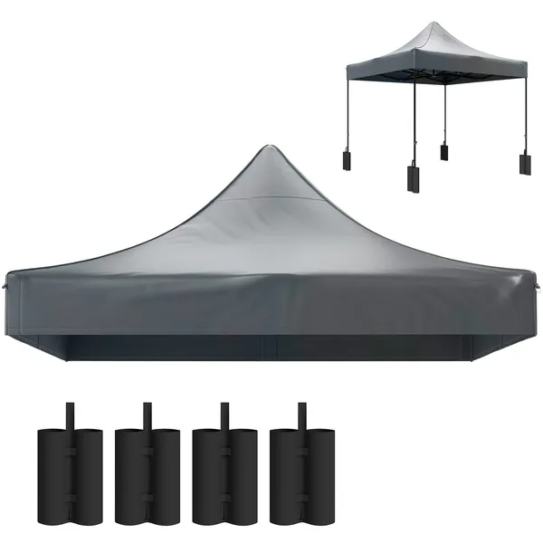 10-x-10-replacement-canopy-top-for-pop-up-canopy-tent-with-4-sand-bags-upf50-protection-dark-gray.webp Outsunny 10' x 10' Replacement Canopy Top for Pop Up Canopy Tent with 4 Sand Bags, UPF50+ Protection, Dark Gray - Image 1