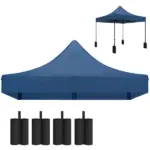 Outsunny 10 ft x 10 ft Replacement Canopy Top for Pop Up Canopy Tent with 4 Sand Bags, UPF50+ Protection, Navy Blue