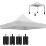Outsunny 10' x 10' Replacement Canopy Top for Pop Up Canopy Tent with 4 Sand Bags, UPF50+ Protection, White - Image 11