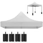 Outsunny 10' x 10' Replacement Canopy Top for Pop Up Canopy Tent with 4 Sand Bags, UPF50+ Protection, White