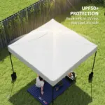 Outsunny 10' x 10' Replacement Canopy Top for Pop Up Canopy Tent with 4 Sand Bags, UPF50+ Protection, White - Image 4