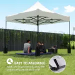 Outsunny 10' x 10' Replacement Canopy Top for Pop Up Canopy Tent with 4 Sand Bags, UPF50+ Protection, White - Image 6