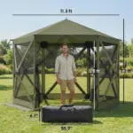 Outsunny 10 x 11 ft Pop Up Gazebo Screen Tent, Portable Instant Camping Canopy Screen House with Nettings, Carry Bag, Dark Green - Image 3