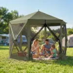 Outsunny 10 x 11 ft Pop Up Gazebo Screen Tent, Portable Instant Camping Canopy Screen House with Nettings, Carry Bag, Dark Green - Image 10