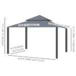10' x 12' Double Roof Patio Gazebo Canopy, Outdoor Gazebo Shelter with Netting and Curtains, for Garden, Lawn and Deck - Image 3