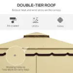 10' x 12' Double Roof Patio Gazebo Canopy, Outdoor Gazebo Shelter with Netting and Curtains, for Garden, Lawn and Deck - Image 4