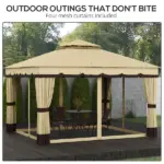 10' x 12' Double Roof Patio Gazebo Canopy, Outdoor Gazebo Shelter with Netting and Curtains, for Garden, Lawn and Deck - Image 5