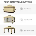 10' x 12' Double Roof Patio Gazebo Canopy, Outdoor Gazebo Shelter with Netting and Curtains, for Garden, Lawn and Deck - Image 6