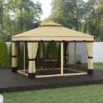 10' x 12' Double Roof Patio Gazebo Canopy, Outdoor Gazebo Shelter with Netting and Curtains, for Garden, Lawn and Deck - Image 10