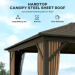 10' x 12' Hard Roof Gazebo with Curtains and Netting, Gazebo with Aluminum Frame and Hooks, Coffee - Image 4
