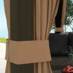 10' x 12' Hard Roof Gazebo with Curtains and Netting, Gazebo with Aluminum Frame and Hooks, Coffee - Image 8