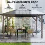 Outsunny 10 ft x 12 ft Hardtop Gazebo with Galvanized Steel Roof, UPF50+ Wood Permanent Pavilion with Clear Roof Top, Light Walnut - Image 4