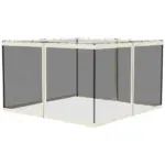 Outsunny 9.8 x 12 Ft Gazebo Replacement Mosquito Netting 4-Panel White and Black - Image 11