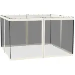 Outsunny 9.8 x 12 Ft Gazebo Replacement Mosquito Netting 4-Panel White and Black