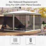 Outsunny 9.8 x 12 Ft Gazebo Replacement Mosquito Netting 4-Panel White and Black - Image 4
