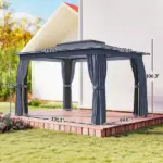 10' x 12' Outdoor Patio Gazebo, Soft Top Gazebo Canopy Shelter with Curtains, Netting, Steel Frame, Hooks, Blue - Image 3