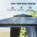 10' x 12' Outdoor Patio Gazebo, Soft Top Gazebo Canopy Shelter with Curtains, Netting, Steel Frame, Hooks, Blue - Image 4