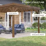 Outsunny 10 ft x 12 ft Outdoor Pergola, Wood Gazebo Grape Trellis with Stable Structure and Concrete Anchors, for Garden, Patio, Backyard, Deck - Image 4